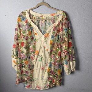 Fig And Flower Sheer Floral Boho Plus Size Top Size 2X